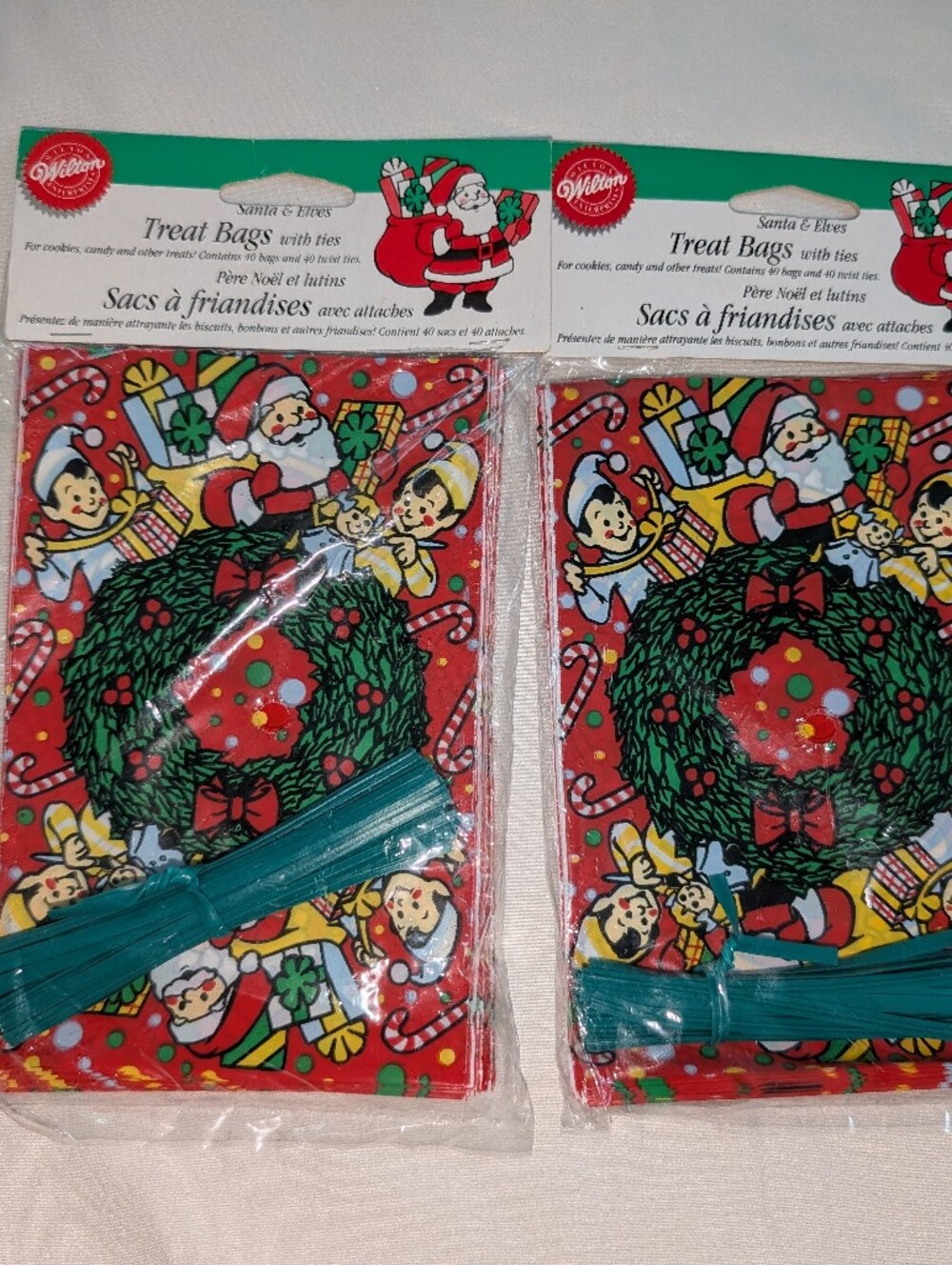 Wilton Santa & Elves treat bags (2 sets of 40 bags) 1995